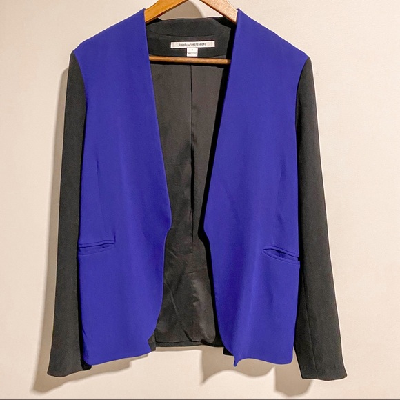 Diane Von Furstenberg Paulette Black & Blue Open Blazer Size 8 - Picture 4 of 8